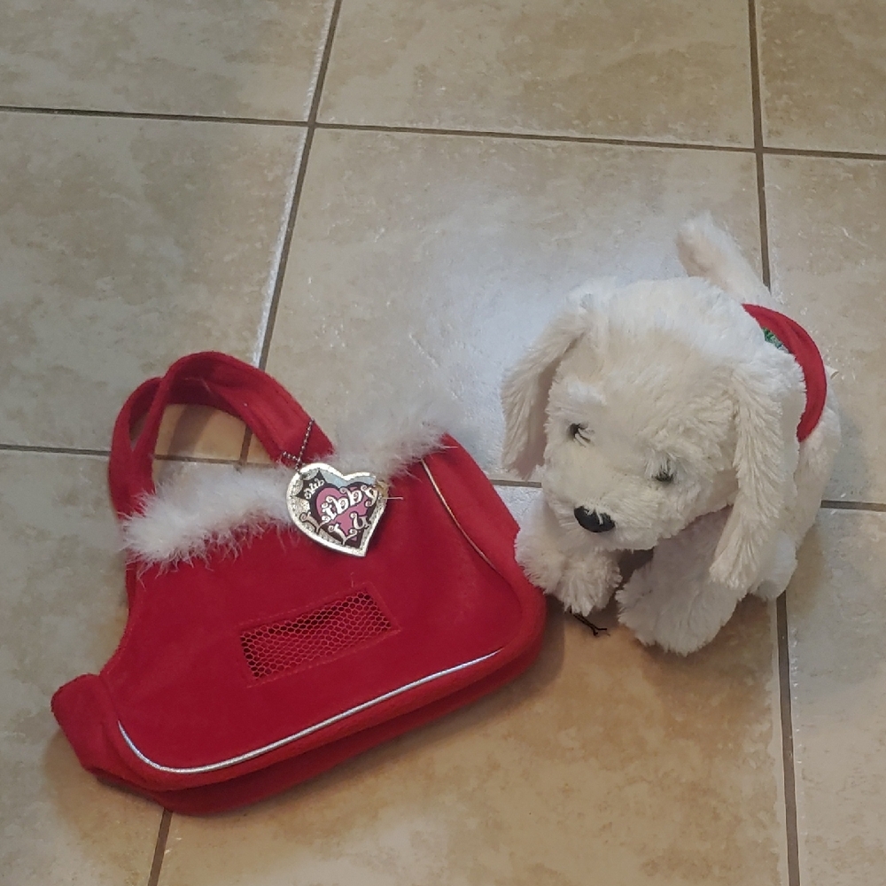 2006 Club Libby Lu Pooch Parlor Stuffed Dog With Carrier